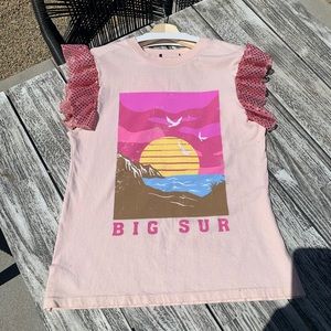 Upcycled Pink ‘Big Sur’  graphic t-shirt